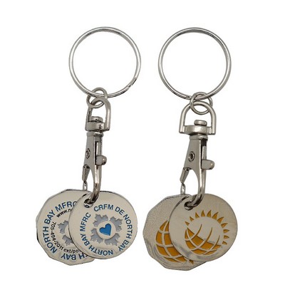 0.25 Cents and $1 Shopping Cart Coins w/ Key Chain (2 Side)