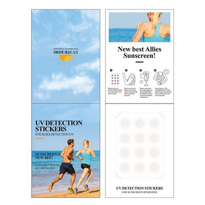 12 Pcs Sunburn Alert Sticker Waterproof Detection Reminder UV Stickers for Sunscreen