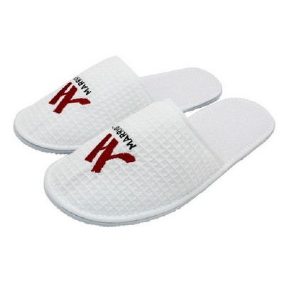Waffle Pattern Closed-Toe Hotel Slipper